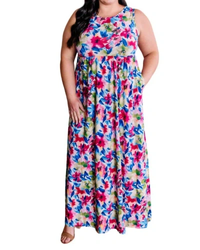 Shop Haptics Maxi Dress With Pockets In Bright Neon Floral In Multi
