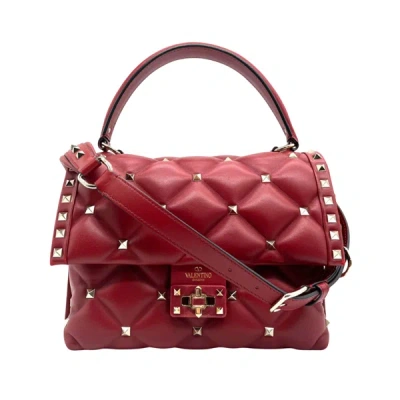 Shop Valentino Candystud Leather Handbag () In Red