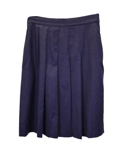 Shop Max Mara Weekend  Pleated Skirt In Navy Blue Virgin Wool