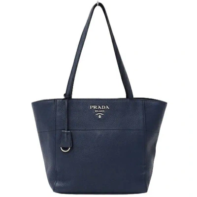 Shop Prada Leather Tote Bag () In Blue