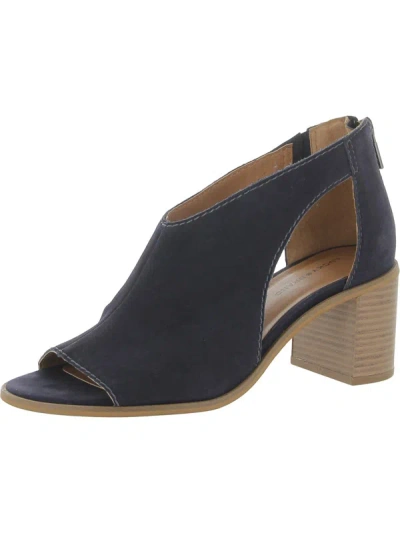 Shop Lucky Brand Saimy Womens Leather Open Toe Heels In Blue