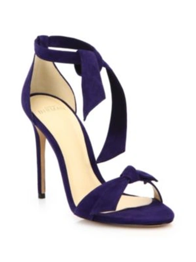 Shop Alexandre Birman Clarita Suede Ankle-tie Sandals In Blue