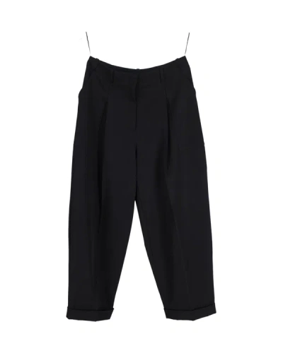 Shop Stella Mccartney Pleated Trousers In Black Cotton