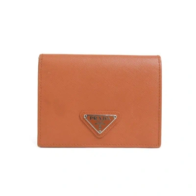 Shop Prada Saffiano Leather Wallet () In Orange