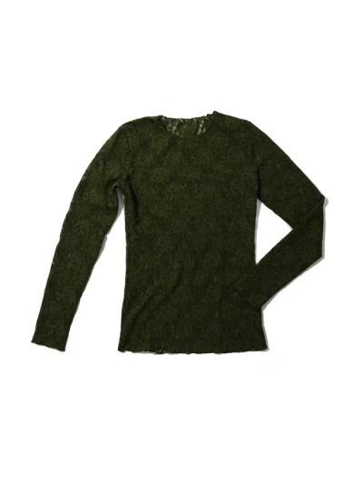 Shop Hanky Panky Signature Lace Long Sleeve Top In Green