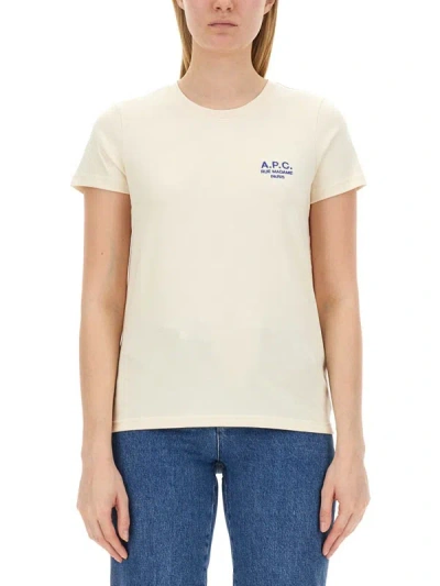 Shop Apc A.p.c. T-shirt With Logo Embroidery In White
