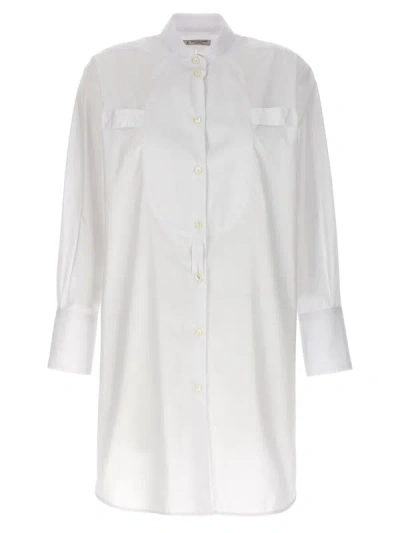 Shop Alberto Biani Long Plastron Tuxedo Shirt In White
