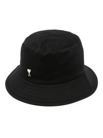 Shop Ami Alexandre Mattiussi Ami-de-coeur Bucket Hat In Noir