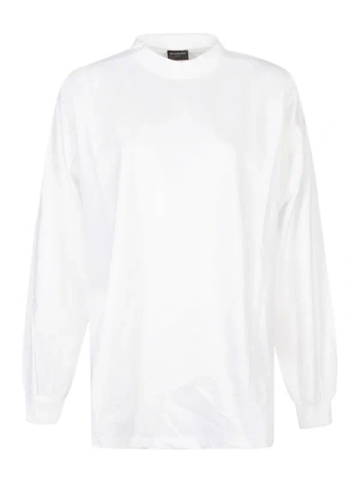 Shop Balenciaga Long Sleeve T-shirt With Logo On The Back Clothing In White