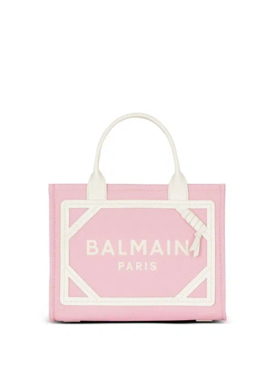 Shop Balmain Small B-army Tote Bag In Pink & Purple