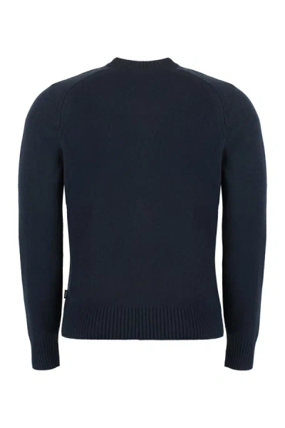 Shop Hugo Boss Boss Crew-neck Cashmere Sweater In Blue