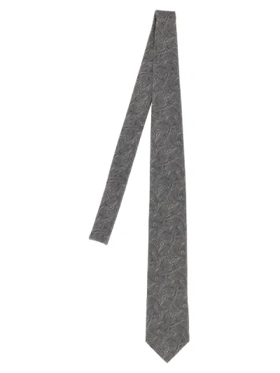 Shop Brunello Cucinelli Brocade Tie In Gray
