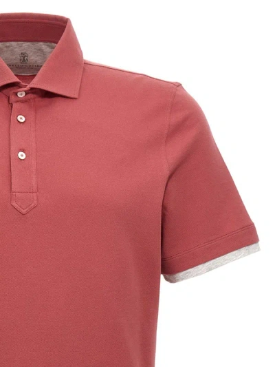 Shop Brunello Cucinelli Double Layer Effect Polo Shirt In Fuchsia