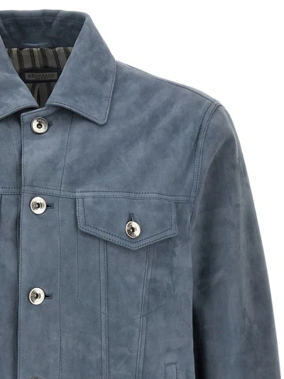 Shop Brunello Cucinelli Suede Jacket In Blue