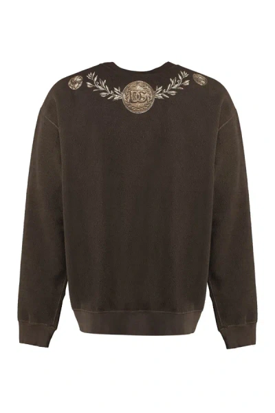 Shop Dolce & Gabbana Cotton Crew-neck Sweatshirt In Brown