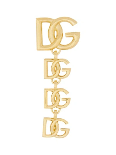 Shop Dolce & Gabbana Mono Long Earring In Gold