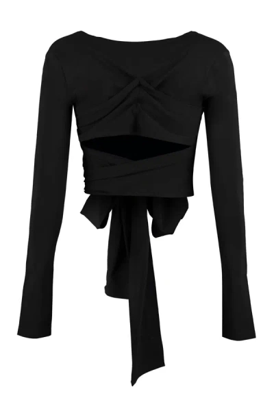 Shop Dolce & Gabbana Long Sleeve Crop Top In Black