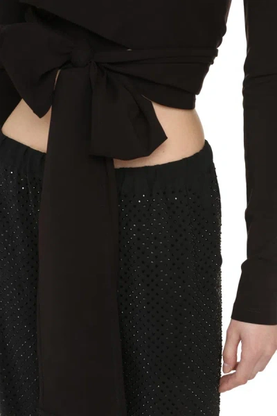 Shop Dolce & Gabbana Long Sleeve Crop Top In Black