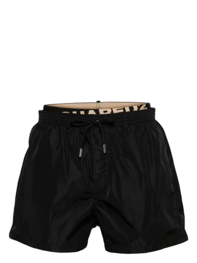 Shop Dsquared2 Swim Shorts With Logo In Black