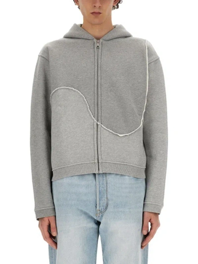 Shop Erl Zip Sweatshirt. In Grey
