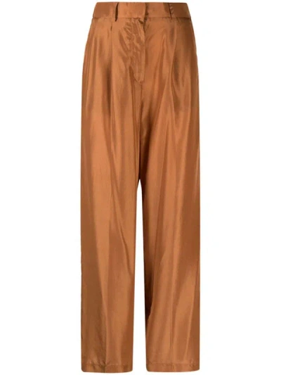 Forte Forte Elasticated Wide-leg Trousers In Brown