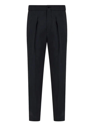 Shop Giorgio Armani Twill Tapered Pants Clothing In Blue