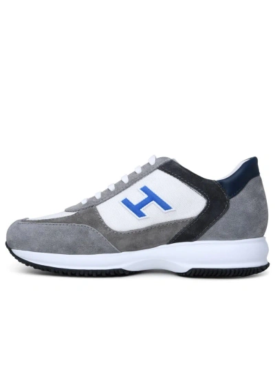 Shop Hogan Grey Suede Blend Sneakers