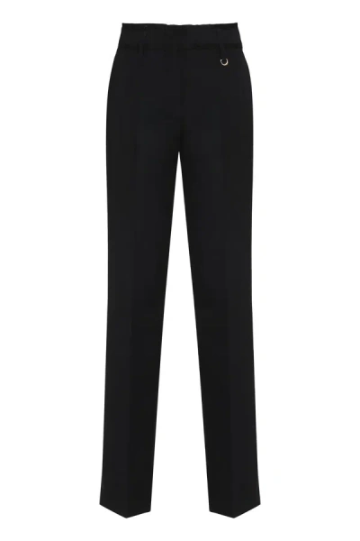 Shop Jacquemus Ficelle Wool Trousers In Black