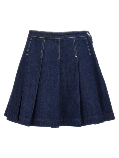 Shop Kenzo 'solid Fit&flare' Skirt In Blue