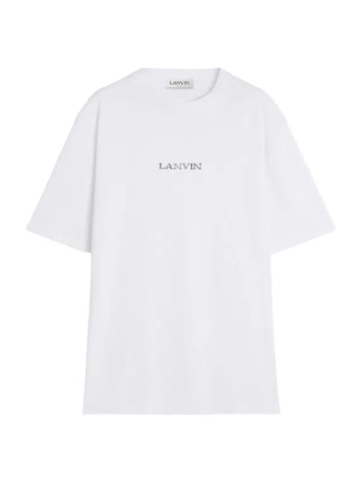 Shop Lanvin Embroidered Logo T-shirt Clothing In White