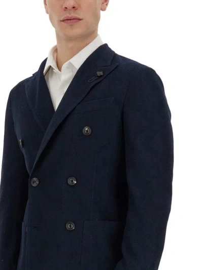 Shop Lardini Double-breasted Jacket In Blue