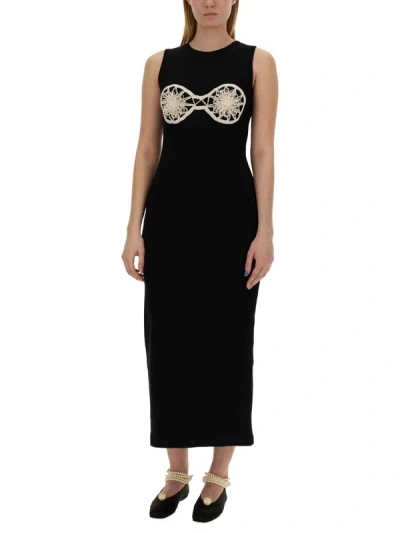 Shop Magda Butrym Crochet Bra Dress In Black