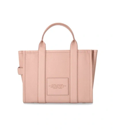 Shop Marc Jacobs The Leather Medium Tote Rose Handbag In Pink