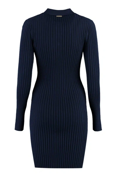 Shop Michael Kors Ribbed Knit Dress In Blue