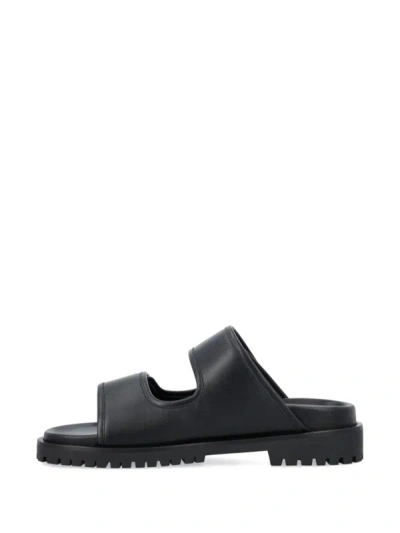 Shop Off-white Arrows-motif Leather Sandals In Black Silver