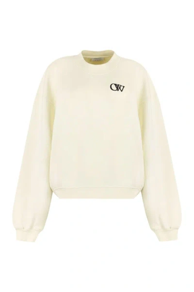 Shop Off-white Cotton Crew-neck Sweatshirt In Panna