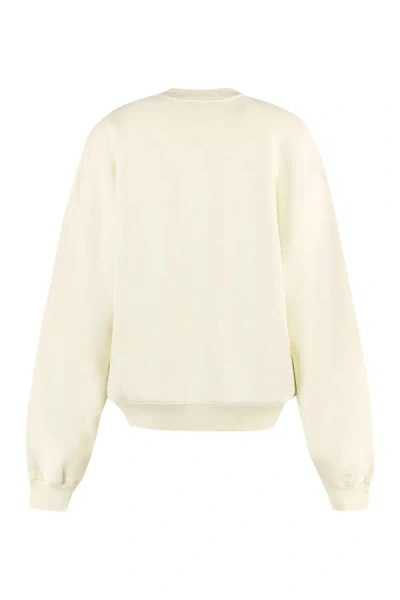 Shop Off-white Cotton Crew-neck Sweatshirt In Panna
