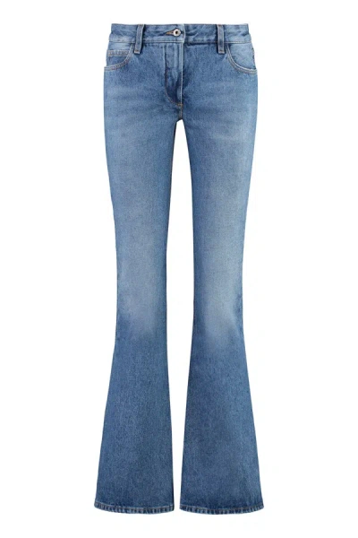 Shop Off-white High-rise Flared Jeans In Denim