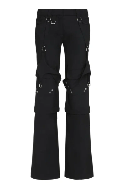 Shop Off-white Wool Blend Cargo Trousers In Black