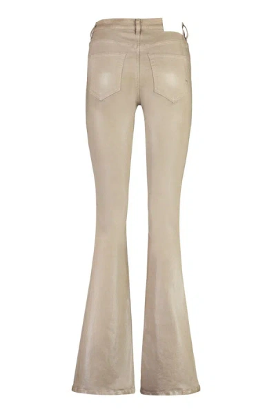 Shop Pinko High-rise Flared Jeans In Beige