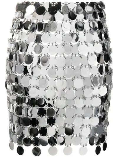 Shop Rabanne Miniskirt With Circular Discs In Silver