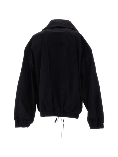 Rier Black Cotton Waxed Windbreaker In Black Waxed