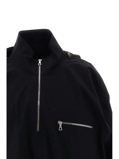 Rier Black Cotton Waxed Windbreaker In Black Waxed
