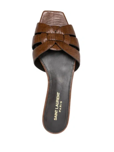 Shop Saint Laurent Mule Tribute Shoes In Brown