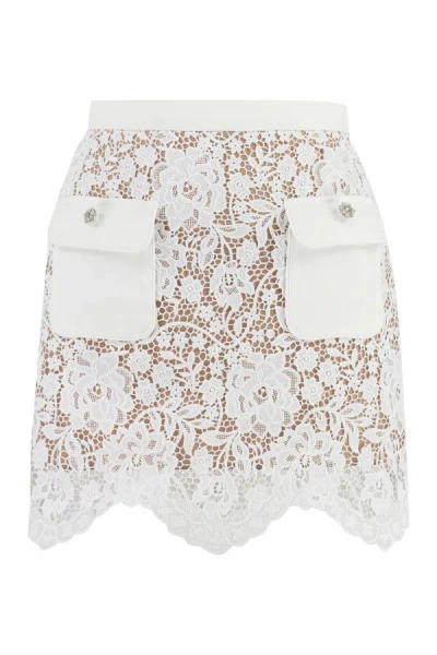 Shop Self-portrait Lace Skirt In White