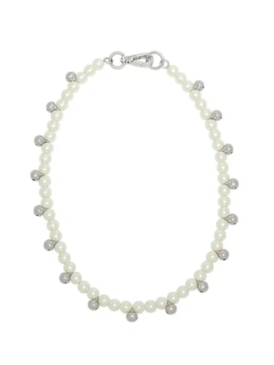 Shop Simone Rocha Bell Charm And Pearl Necklace Accessories In White