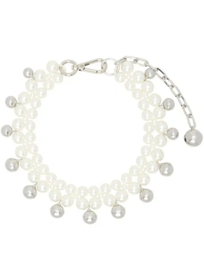 Shop Simone Rocha Double Bell Charm And Pearl Necklace Accessories In White