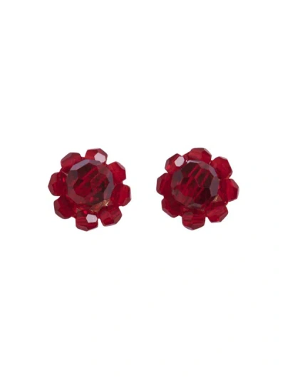 Shop Simone Rocha Mini Daisy Stud Earring Accessories In Red