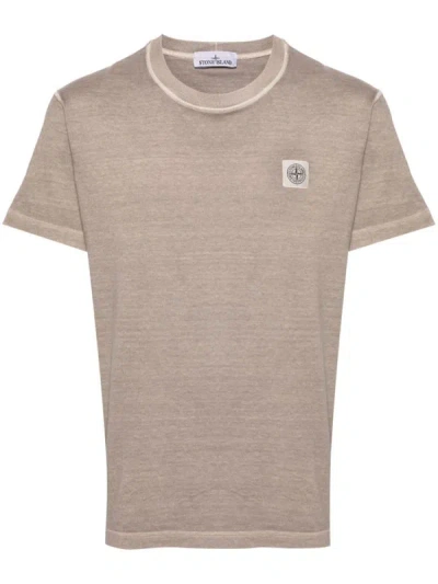 Shop Stone Island T-shirt With Logo In Dove Grey