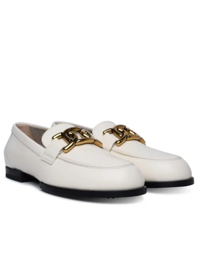 Shop Tod's Cream Leather Loafers